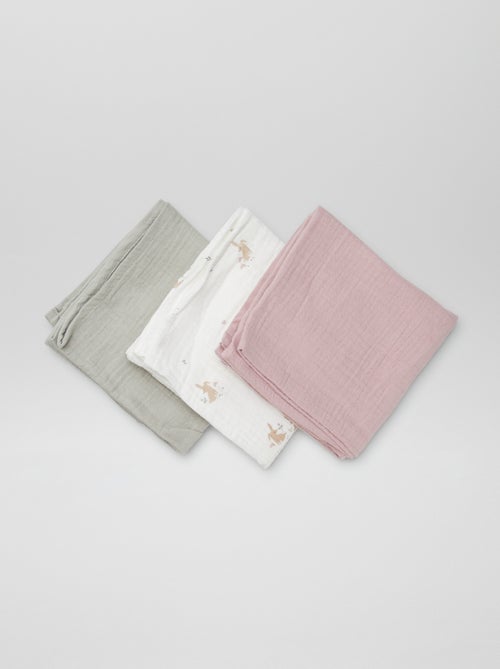 Set of 3 Printed Muslin Squares - Kiabi