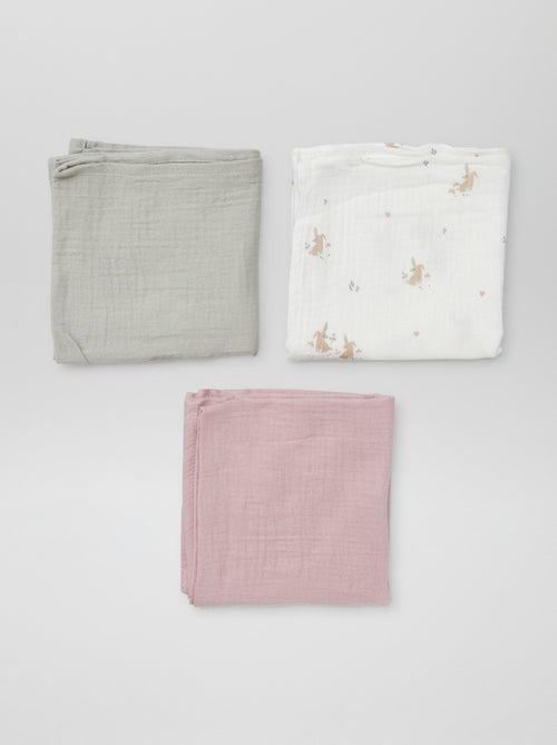 Set of 3 Printed Muslin Squares - Kiabi