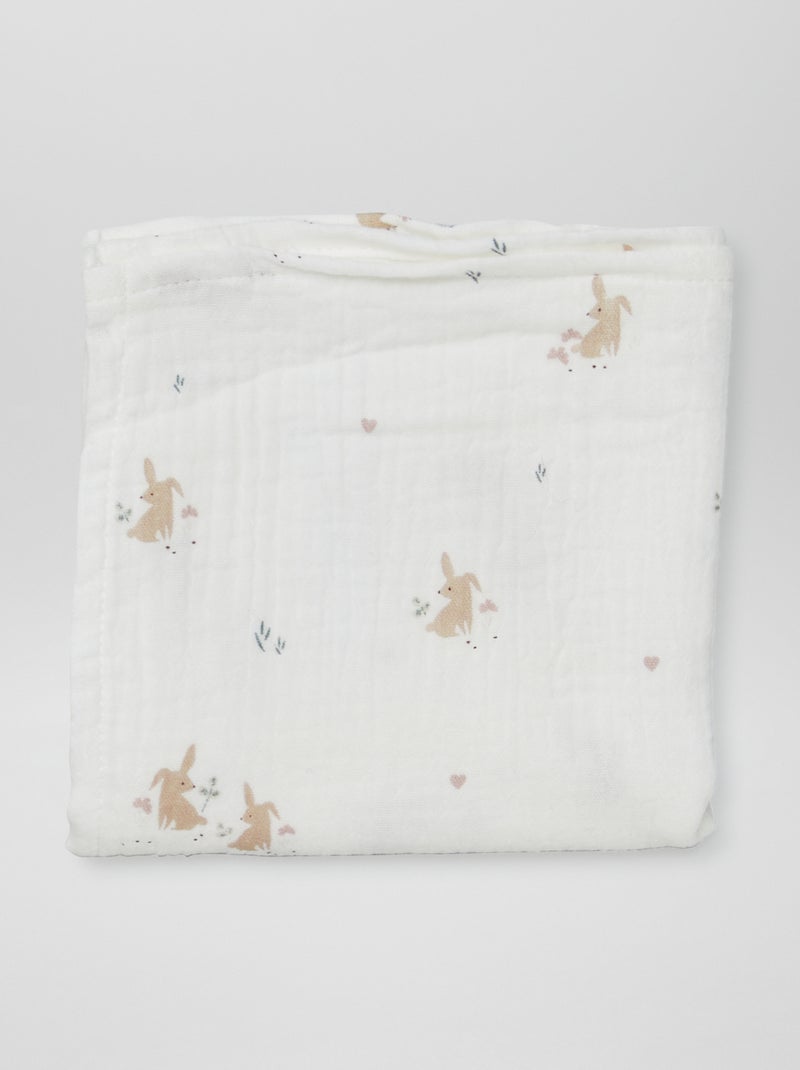 Set of 3 Printed Muslin Squares WHITE - Kiabi