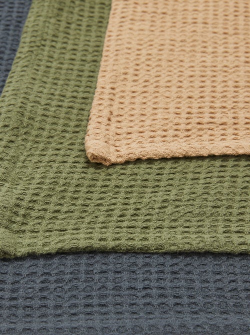 Set of 3 Rectangular Honeycomb Tea Towels - Kiabi