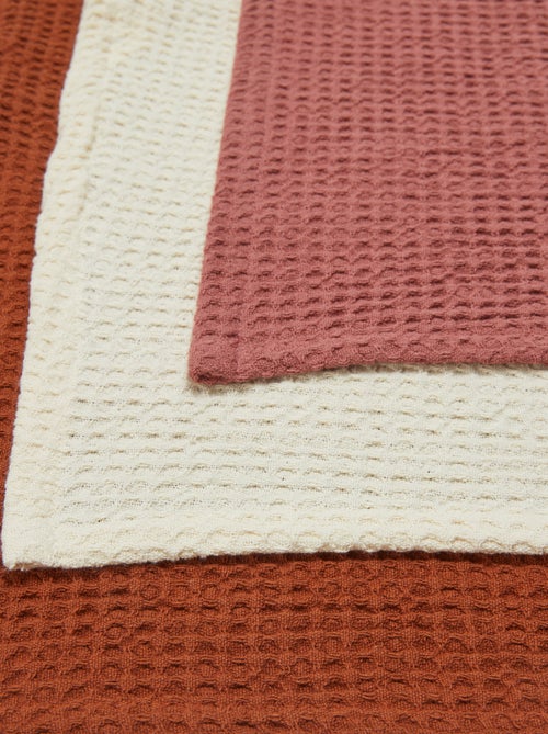 Set of 3 Rectangular Honeycomb Tea Towels - Kiabi