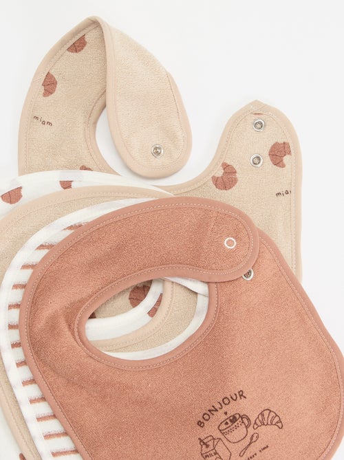 Set of 5 bibs with fun prints and snap closures - Kiabi