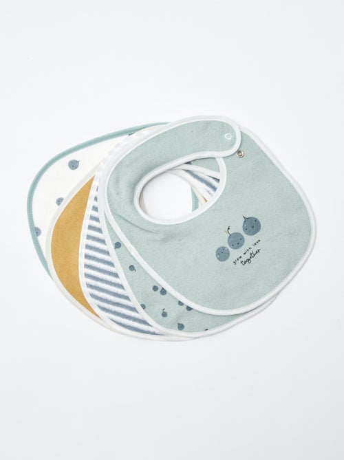 Set of 5 fancy printed bibs with snap closures - Kiabi