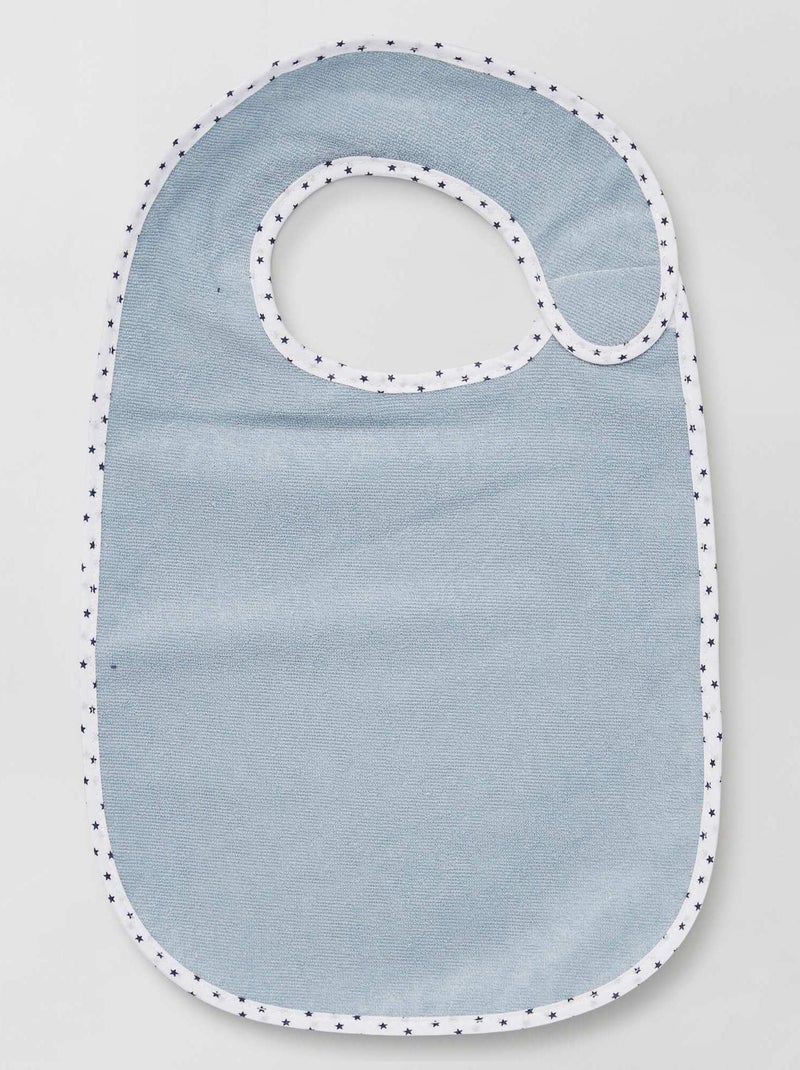 Set of 7 Lined Terry Bibs BLUE - Kiabi