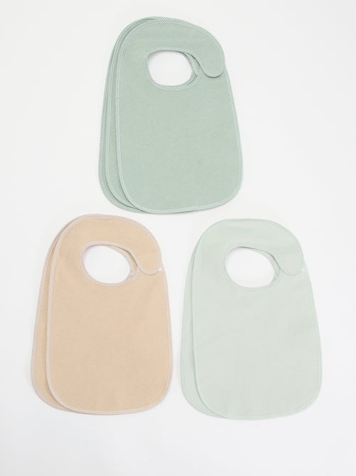 Set of 7 Lined Terry Bibs - Kiabi