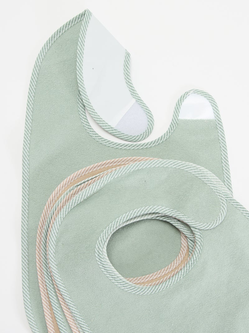 Set of 7 Lined Terry Bibs Green - Kiabi