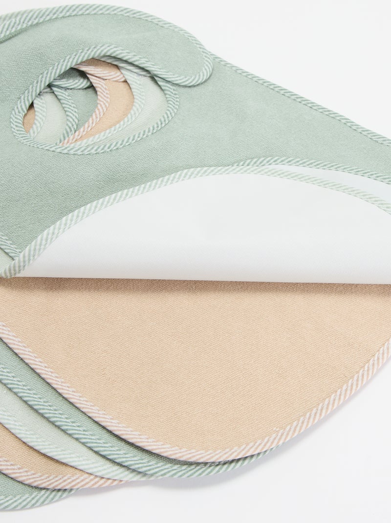 Set of 7 Lined Terry Bibs Green - Kiabi