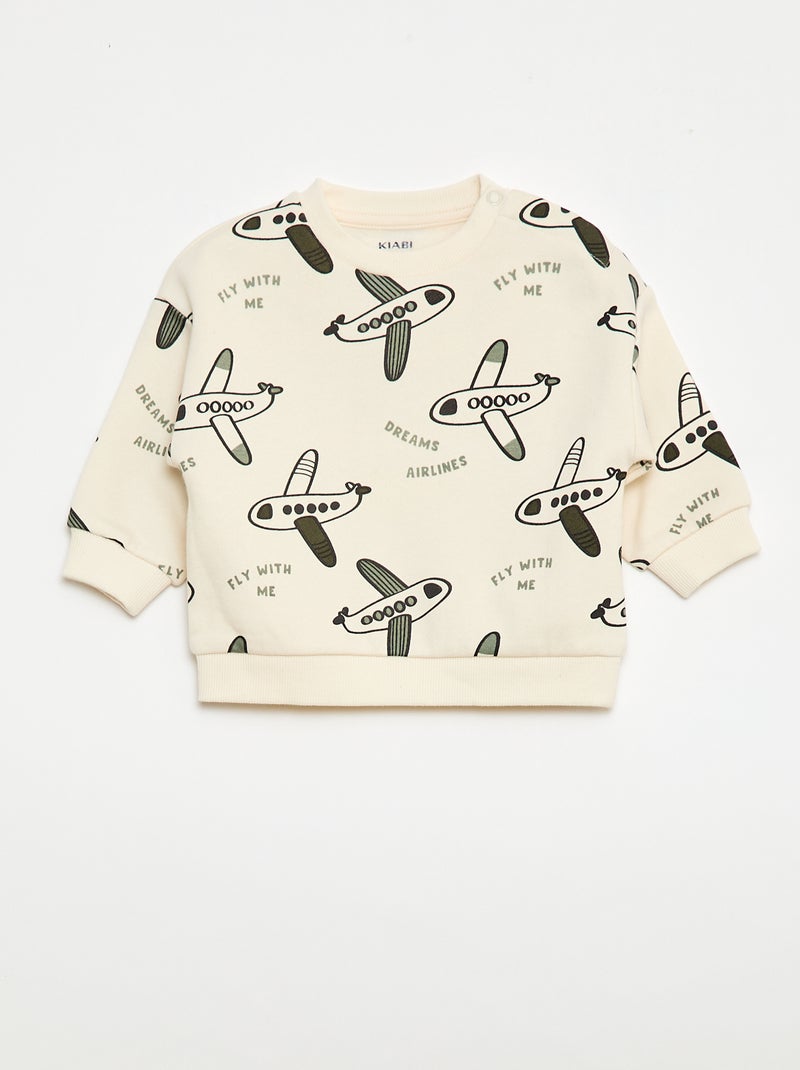 Set Sweatshirt und Jogginghose mit Fantasie-Print - 2-teilig Beige - Kiabi