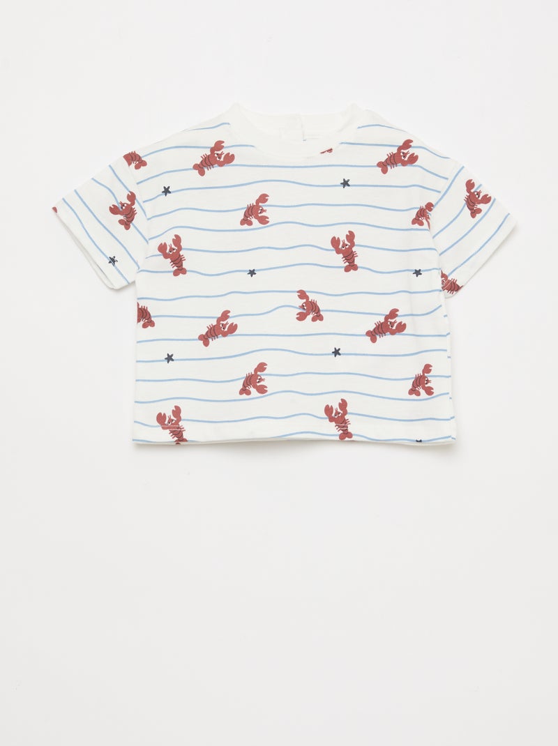 Set T-Shirt + Shorts mit Muster - 2-teilig Beige - Kiabi