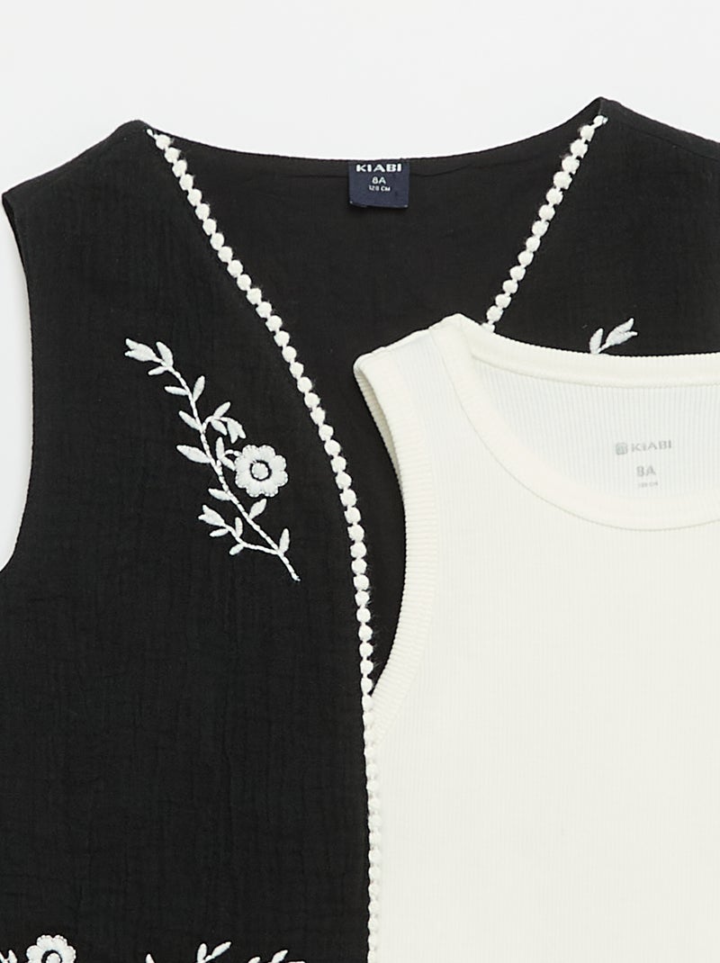 Set: Trägertop und Gilet Schwarz - Kiabi