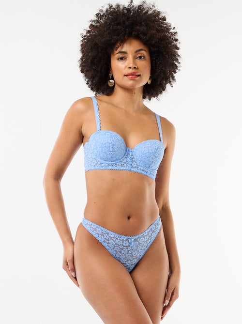 Sheer Lace Thong with Contrast Edges - Kiabi