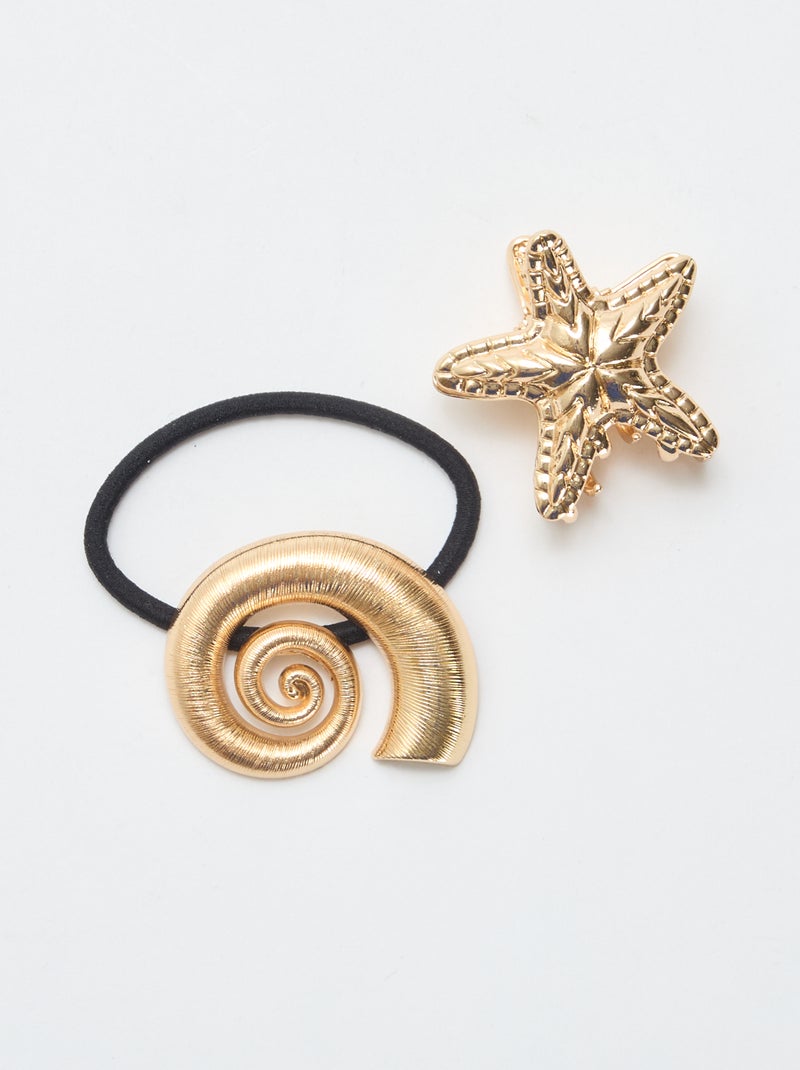 Shell Hair Tie and Golden Starfish Clip Set Yellow - Kiabi