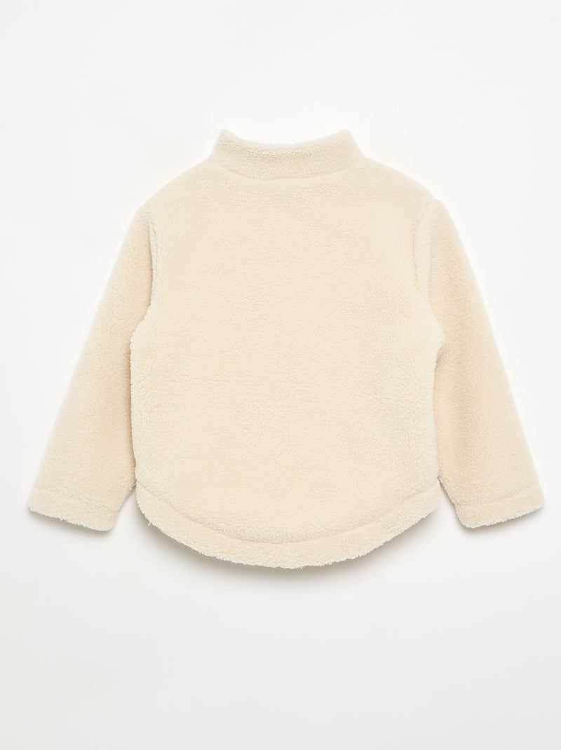 Sherpa-look sweatshirt with high collar White - Kiabi