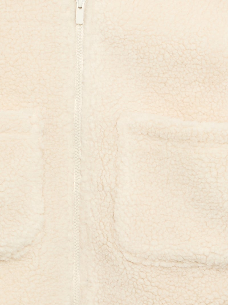 Sherpa-look sweatshirt with high collar White - Kiabi