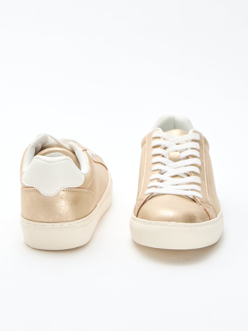 Shiny Suedette Low-Top Sneakers Yellow - Kiabi