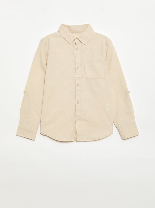 Shirt with Pocket and Roll-Up Sleeves - Kiabi