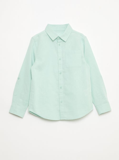 Shirt with Pocket and Roll-Up Sleeves - Kiabi