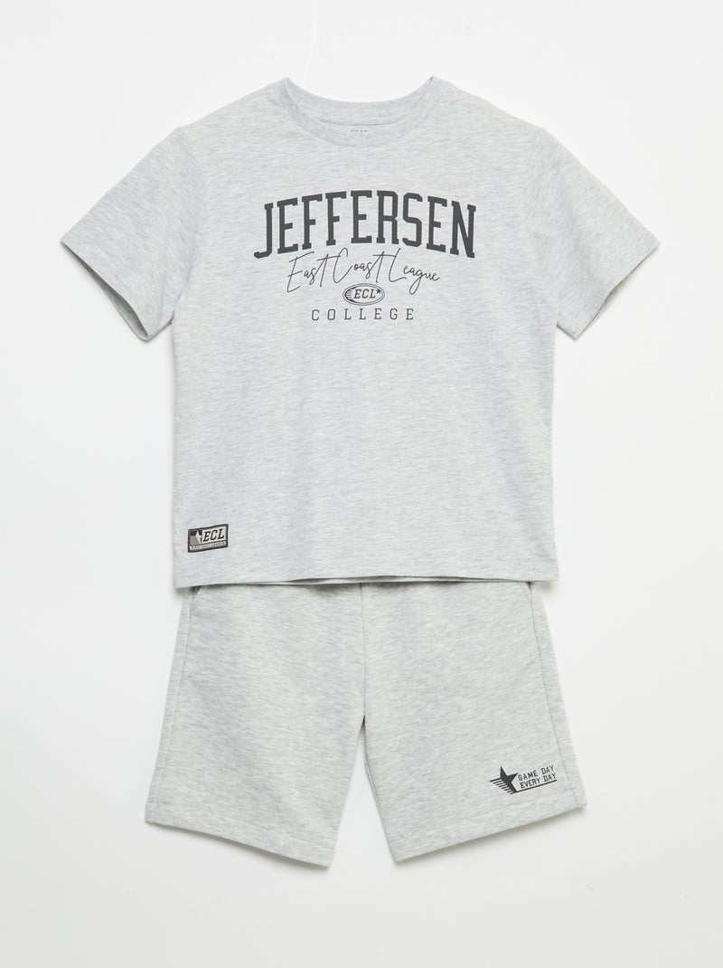 Short- und T-Shirt-Set – 2-teilig Grau - Kiabi