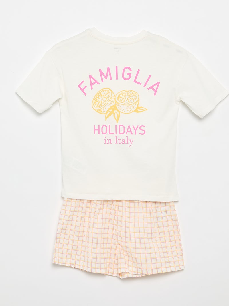 Short 2-Piece Pajama Set White - Kiabi