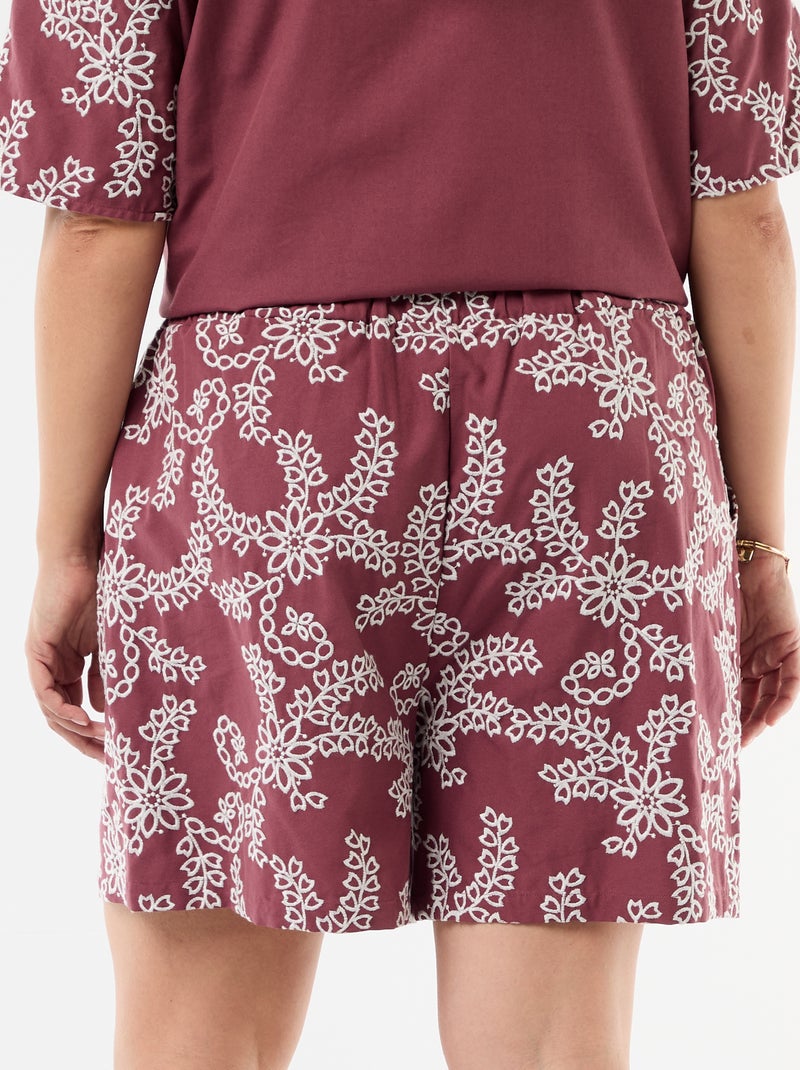 Short à broderies florales Rose - Kiabi