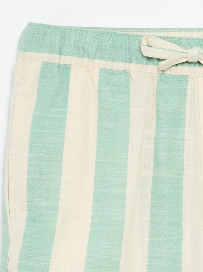 Short à rayures et taille élastiquée Vert - Kiabi