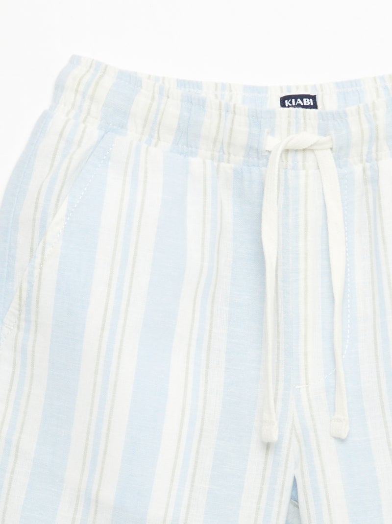 Short a righe con elastico in vita in lino e cotone Blu - Kiabi