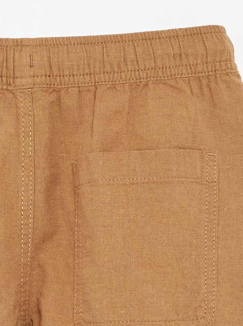 Short a righe leggero in misto lino Beige - Kiabi