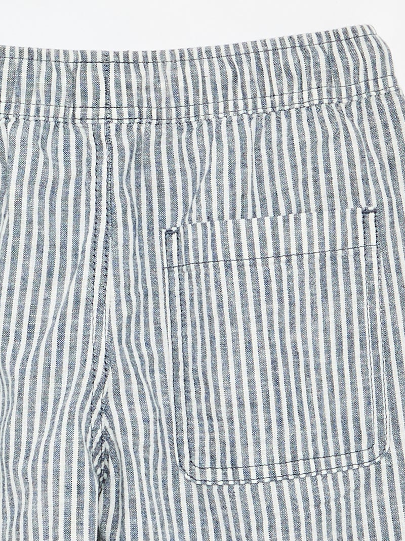 Short a righe leggero in misto lino Blu - Kiabi
