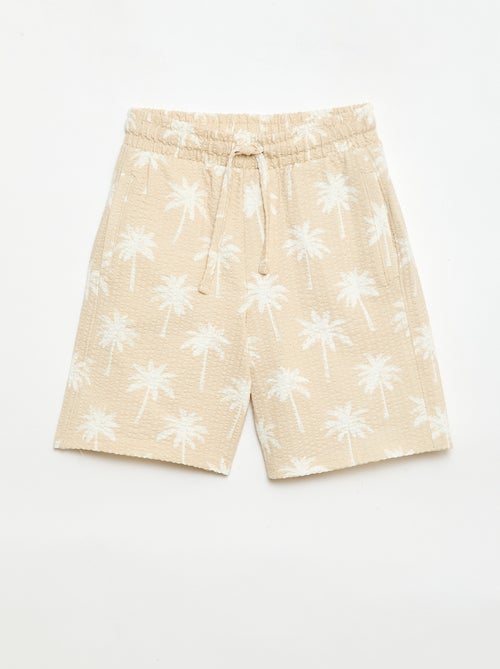 Short à taille élastiquée en coton - Kiabi