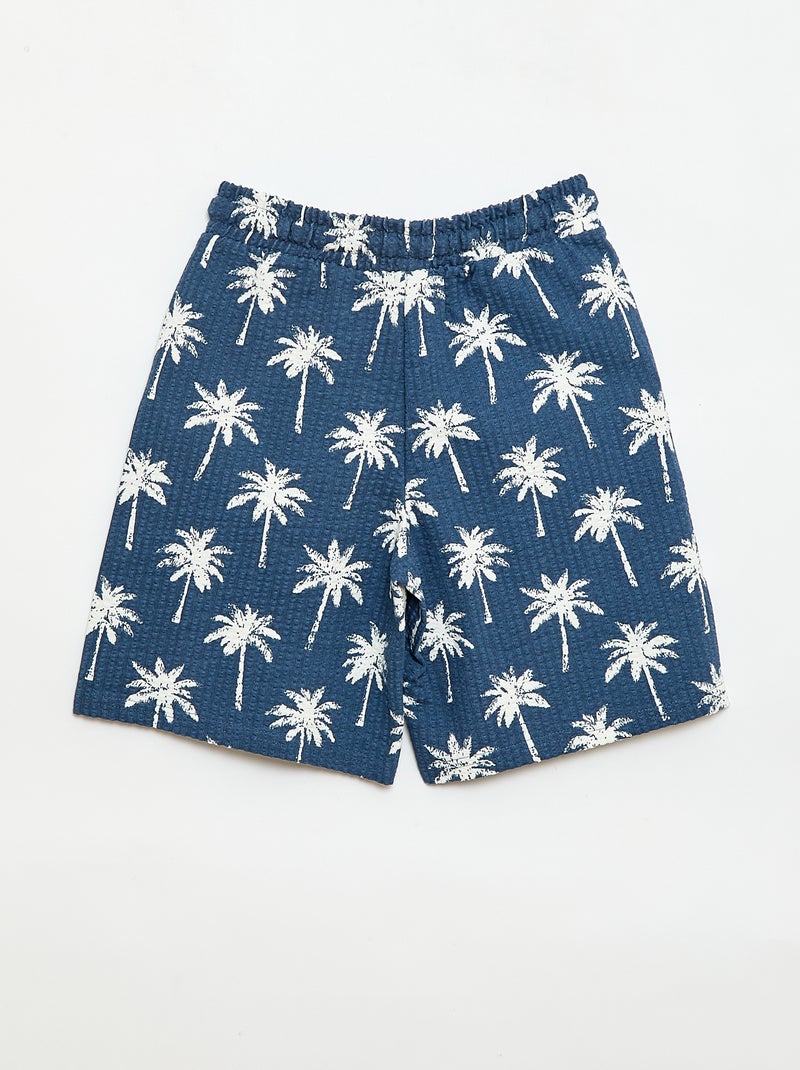 Short à taille élastiquée en coton Bleu - Kiabi