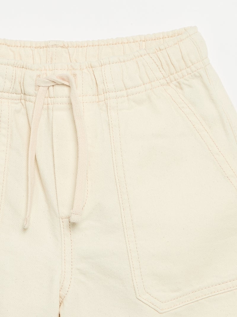 Short a tinta unita con vita elasticizzata Bianco Ecru - Kiabi