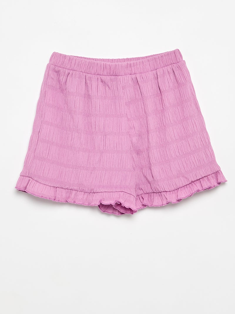 Short a tinta unita in maglia goffrata Viola - Kiabi
