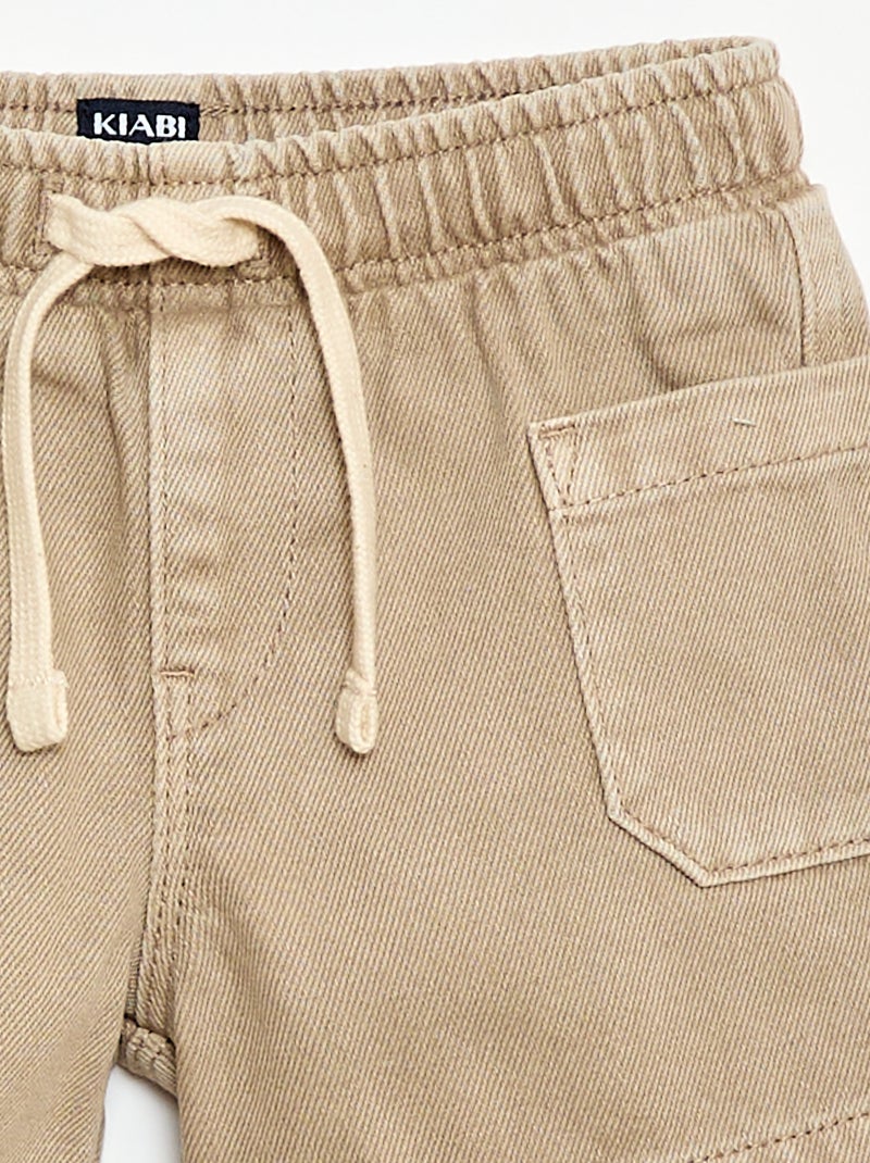 Short aus Twill mit aufgesetzten Taschen Beige - Kiabi