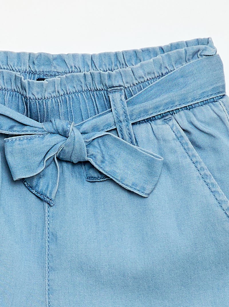 Short avec ceinture nouée Bleu - Kiabi