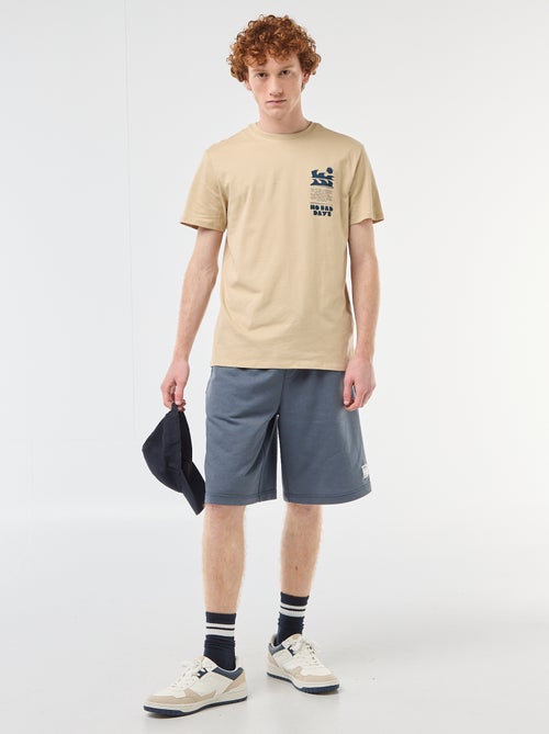 Short avec patch en coton uni - Kiabi