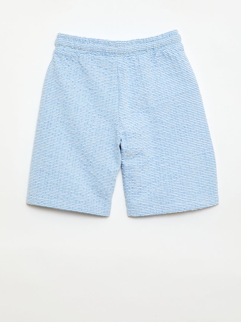 Short bicolore in cotone con elastico in vita Blu - Kiabi