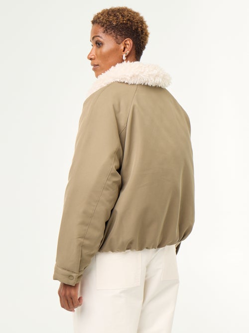 Short bomber jacket with faux shearling collar - Kiabi