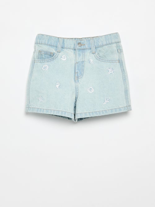 Short brodé en denim - Kiabi