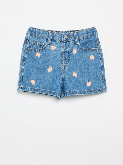 Short brodé en denim - Kiabi
