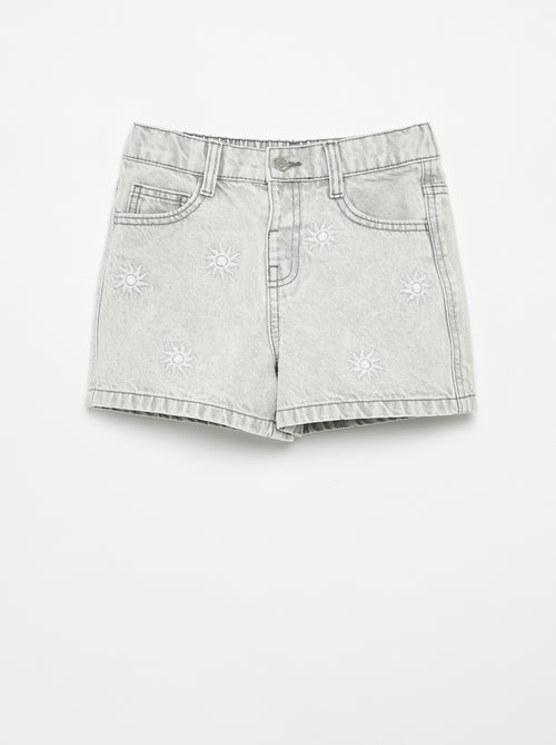 Short brodé en denim - Kiabi
