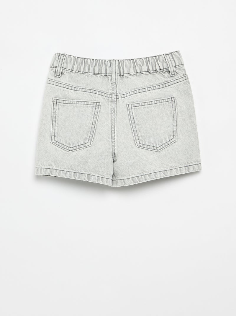 Short brodé en denim Gris - Kiabi