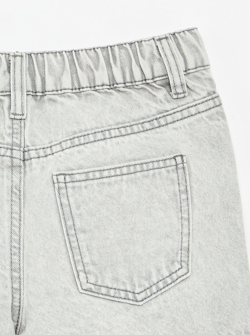Short brodé en denim Gris - Kiabi