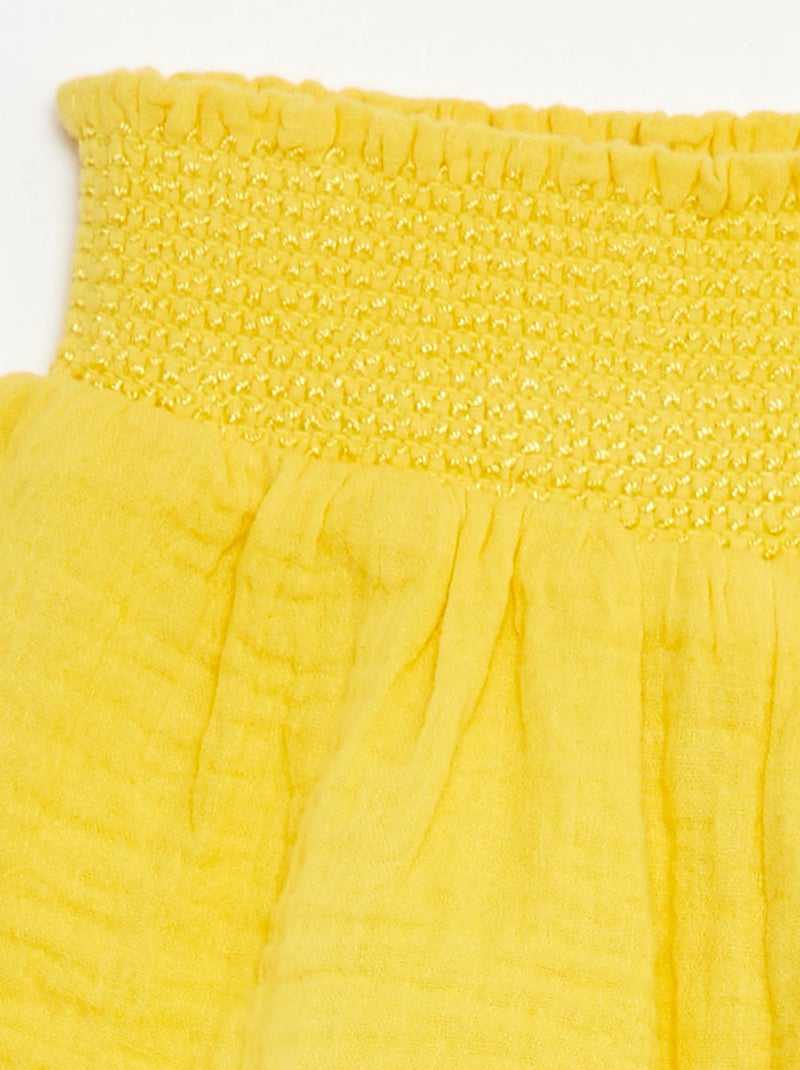 Short brodé en gaze de coton JAUNE - Kiabi