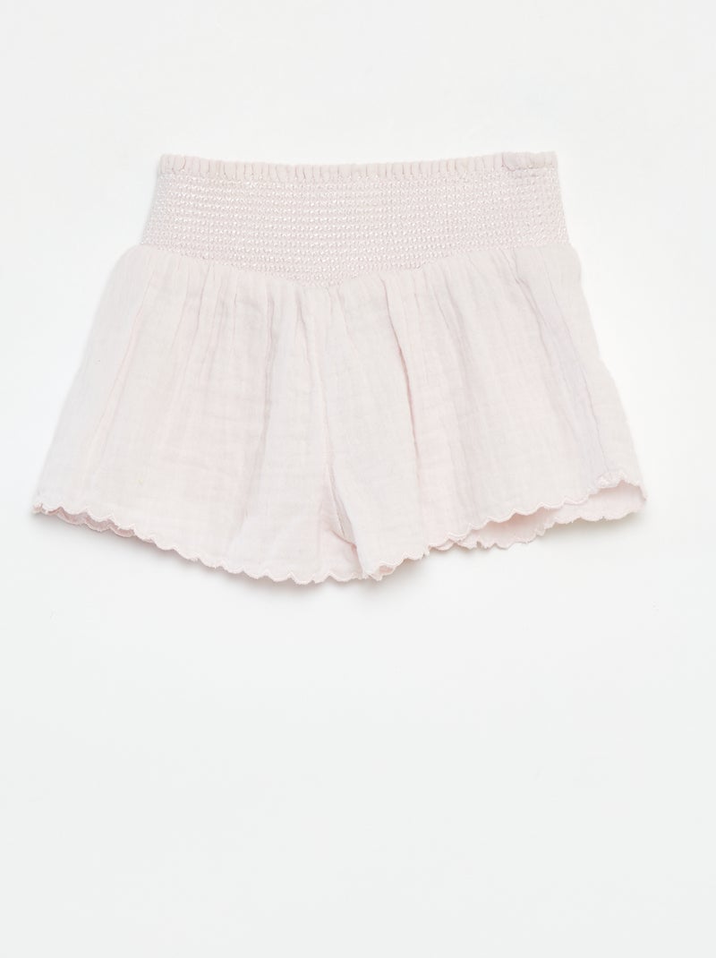 Short brodé en gaze de coton ROSE - Kiabi