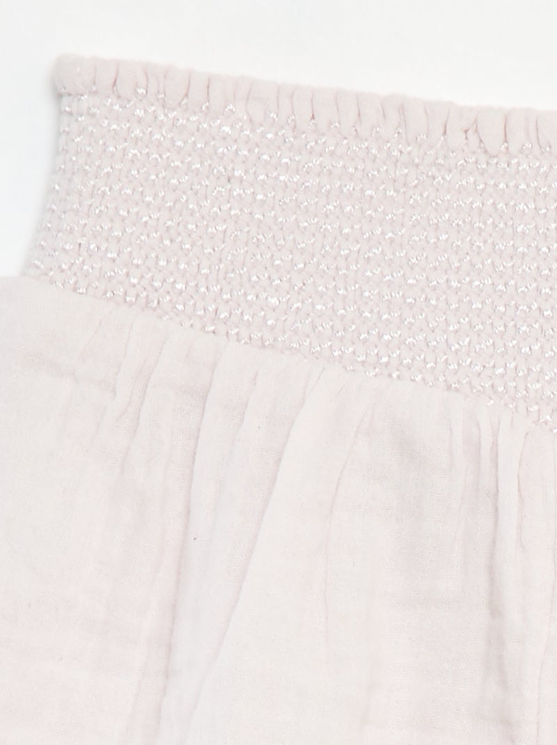 Short brodé en gaze de coton ROSE - Kiabi