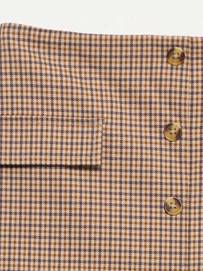 Short Checked Skirt Brown - Kiabi