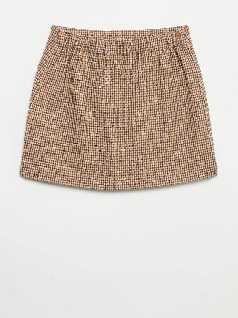 Short Checked Skirt Brown - Kiabi