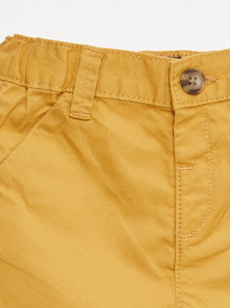 Short chino avec taille ajustable Jaune moutarde - Kiabi