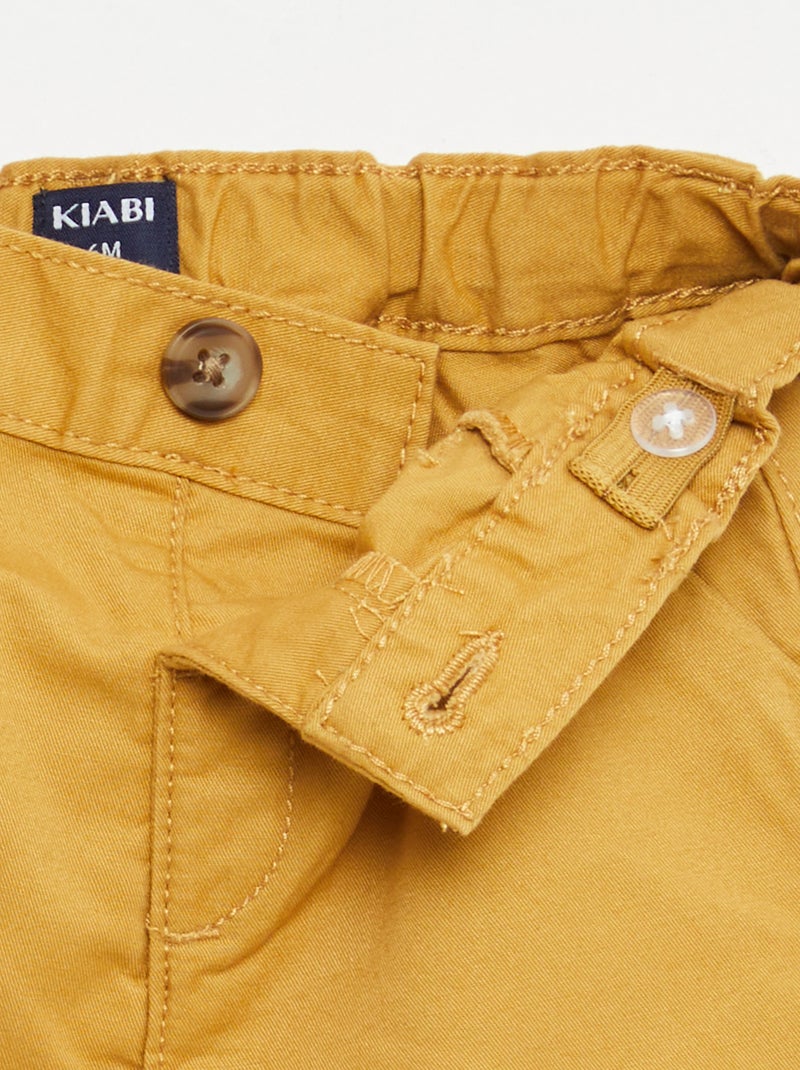 Short chino avec taille ajustable Jaune moutarde - Kiabi