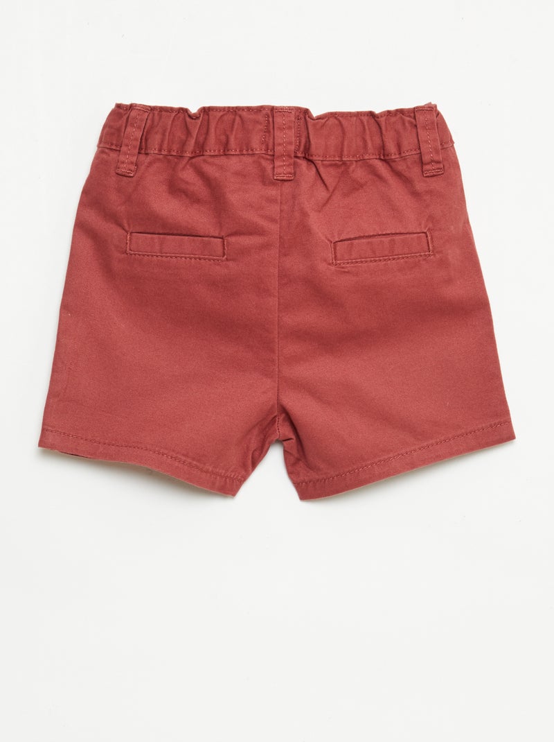 Short chino avec taille ajustable Rouge - Kiabi